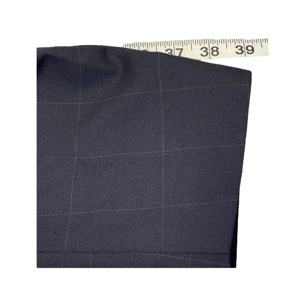 Jones New York Blazer Jacket Men 46L Blue Check 100%% Wool Notch Double Breasted - Picture 7 of 10